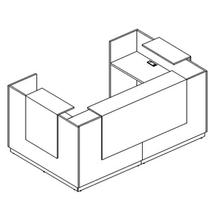 Стойка ресепшен П-образная (полки высокие) с подсветкой