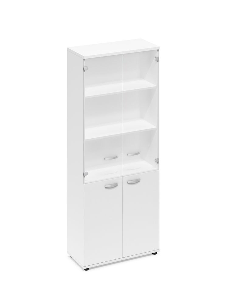 Шкаф со стеклянными дверьми в алюминиевой рамке (задняя стенка ДСП)