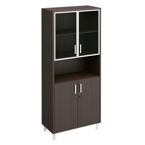 Шкаф для документов стекло в рамке + ДСП с замком + ниша