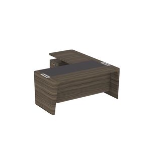 Стол для руководителя левый с кожаным бюваром, приставкой на малой тумбе и фронтальной панелью