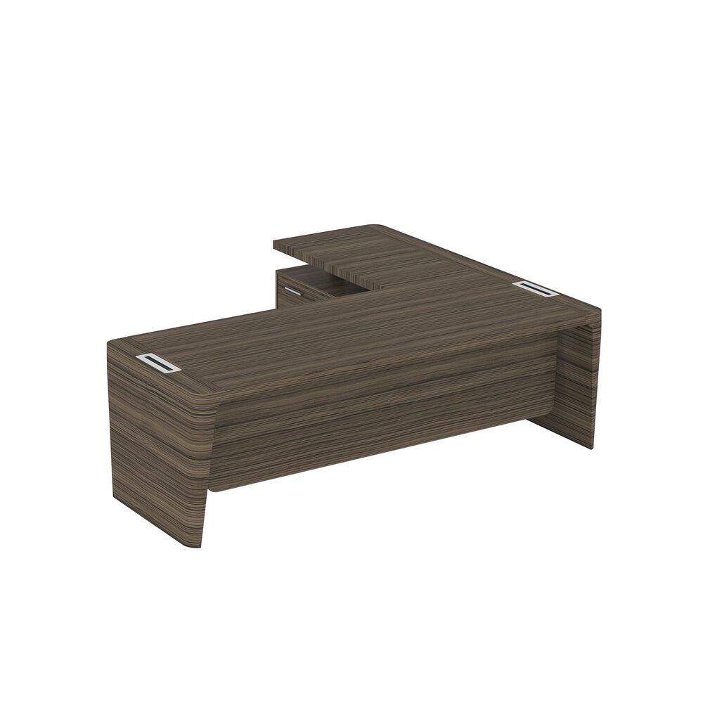 Стол для руководителя левый с приставкой на большой тумбе и фронтальной панелью