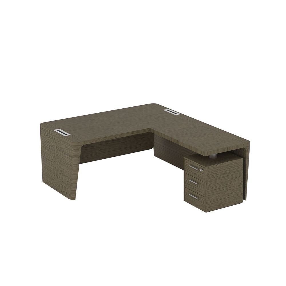 Стол для руководителя правый с приставкой на малой тумбе и фронтальной панелью