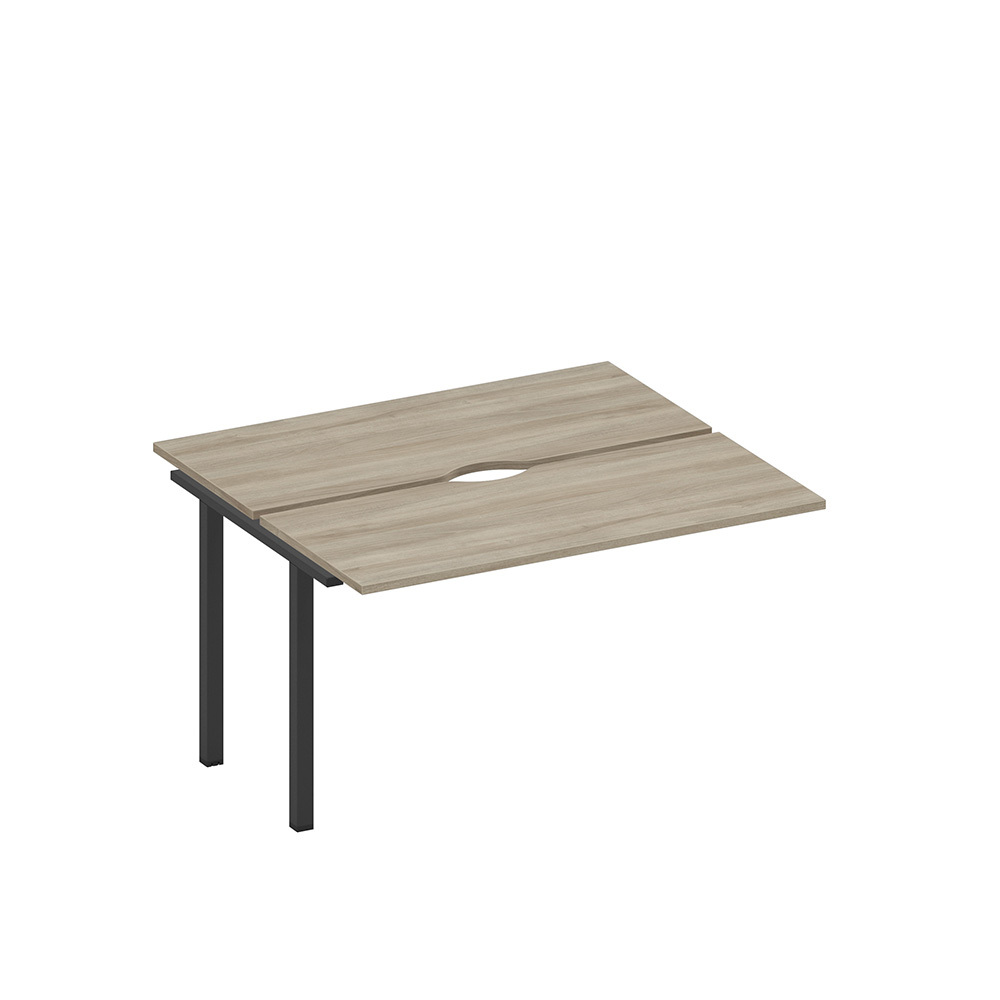 Секция стола рабочей станции на металлокаркасе, столешницы с вырезом