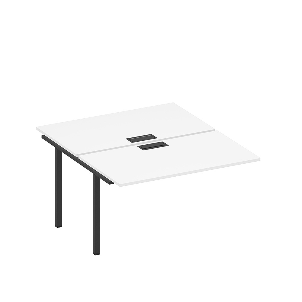 Секция стола рабочей станции на металлокаркасе, столешницы с заглушкой