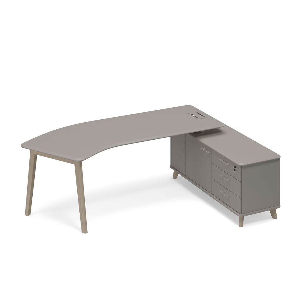 Стол руководителя эргономичный на тумбе правый (тип 5) WOOD